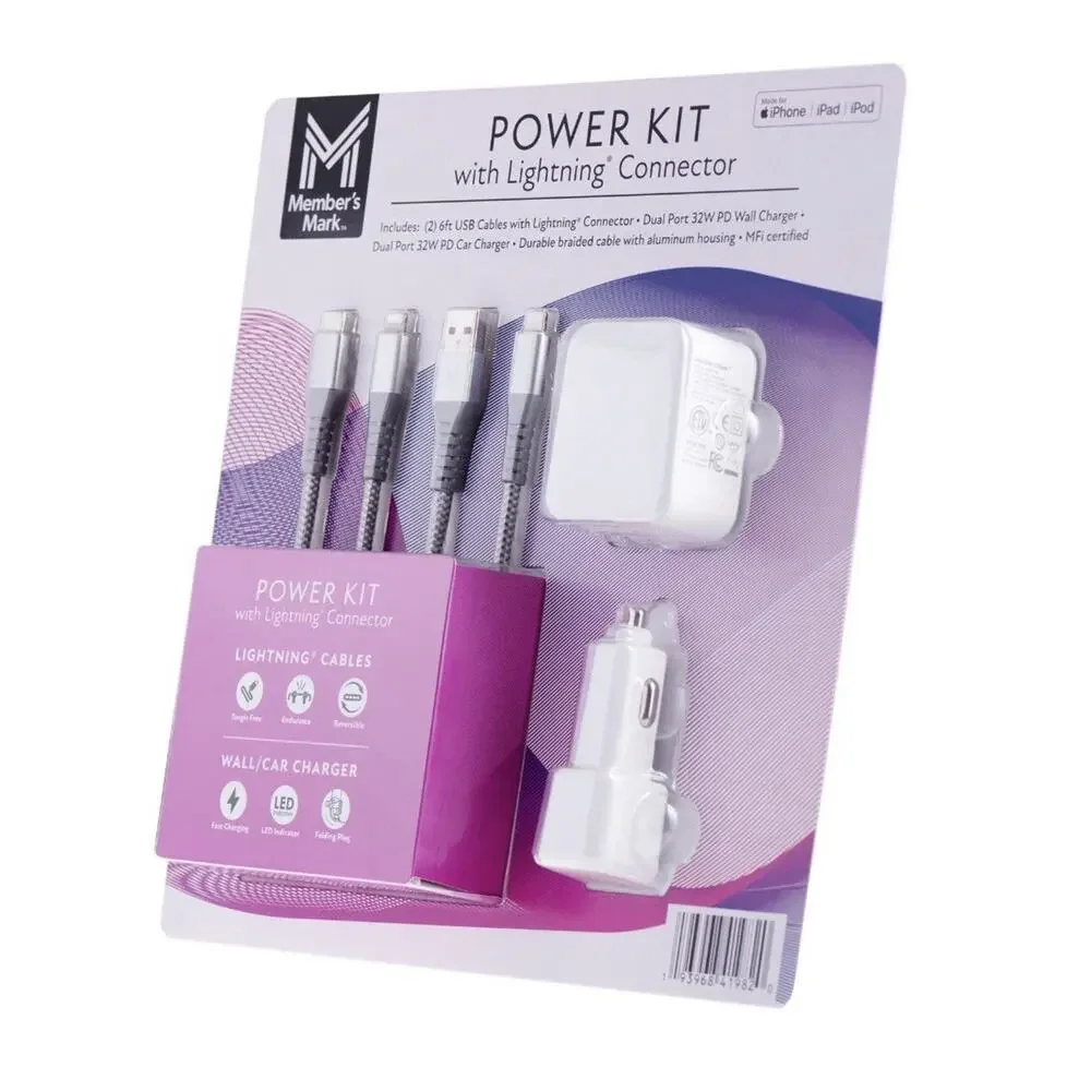 Charger Kit USB-C PD Wall & Car Charger for iPhone, iPad…. Lightening
